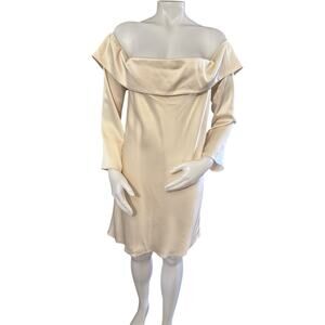 Reformation Maves Mini Dress  off the shoulder, long sleeve,Almond Size XL NWT